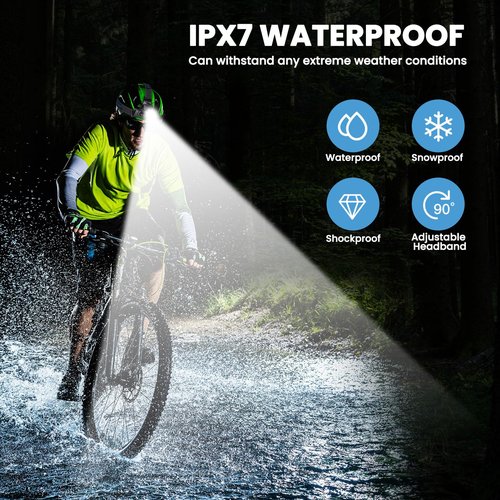 YNYS Rechargeable Headlamp with 4 Colors (White/Yellow/Blue/UV),990000Lumens Super Bright Headlights with 90° Adjustable, Zoomable, Waterproof Led Head lamp for Fishing Hunting Camping