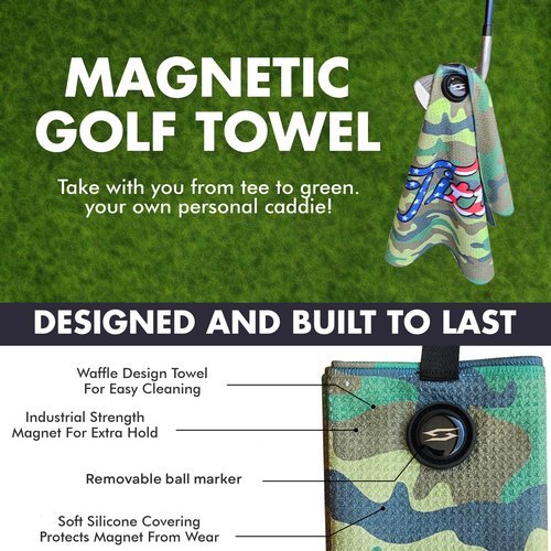 Scale Wear Design Funny Titties Golf Towel Gift - Premium Waffle Microfiber Ball Marker Cart Bag Carabiner Clip Holder Accessories Men Birthday Dad Hat Black White (Camo RWB TT-42)