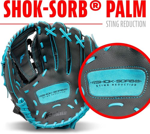 Franklin Sports Youth Teeball Gloves - Shok Sorb Kids Baseball Mitt - 10.5 Inch for Boys & Girls