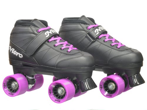 Epic Skates Super Nitro Purple Quad Speed Skates, Youth 5, Black/Purple