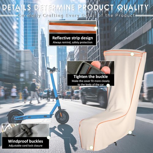 Electric Scooter Cover,54X28X52 inches,Universal Fit for 300W-1500W Scooters, 1680D Oxford Fabric, UV Resistant & Anti-Scratch, Includes Storage Pouch (Beige)