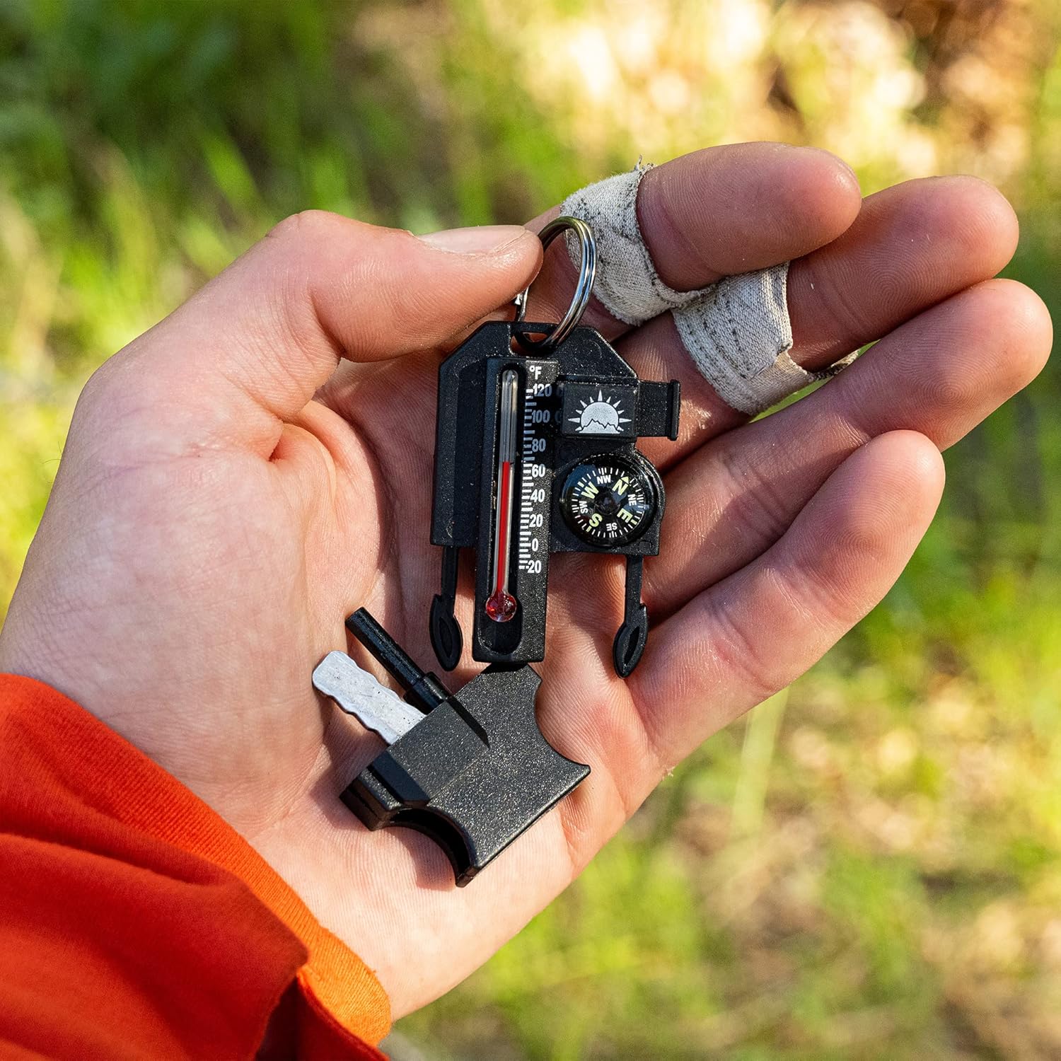 Sun Company Outsider - 4-in-1 Survival Multi-Tool | Compact Outdoor Gadget with Compass, Thermometer, Whistle & Fire Starter