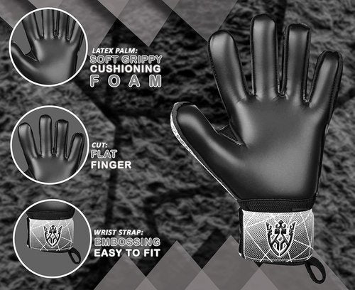 Keeperking Soccer Goalie Gloves - Strong Grip Latex Palms with Finger Protection | Sizes 5-10, 6 Styles