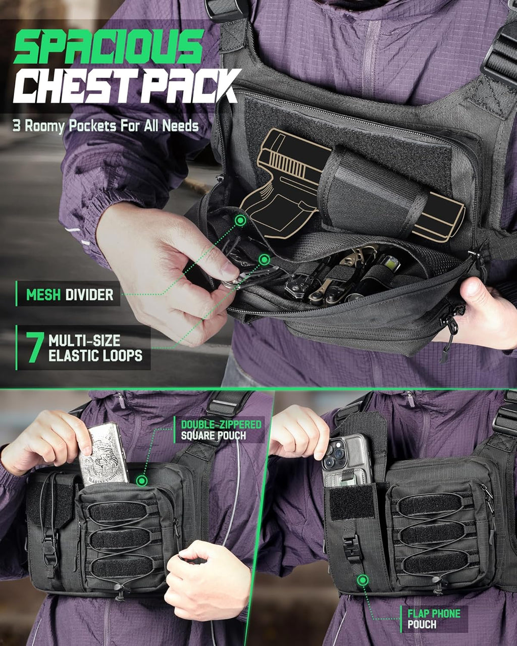 RXW Chest Bag - Tactical Hiking Chest Pack for Men & Women | Lightweight, Versatile Design for Outdoor Adventures
