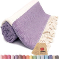 Bazaar Anatolia Turkish Beach Towel - Oversized 100% Cotton, Quick Dry & Sand Free - 71x39 Inches, Diamond Purple
