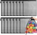 PLULON Mesh Laundry Bags - 15 Pcs Drawstring Nylon Bags for Pool & Beach Toy Storage - 13 x 15.5 Inch (Black)