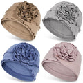 JarseHera 4PCS Cotton Chemo Headwear for Women Soft Cancer Caps Beanie for Hair Loss