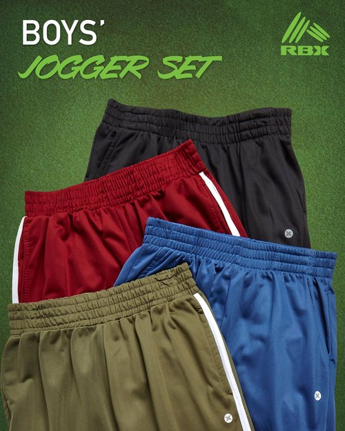 RBX Boys Sweatpants - 4 Pack Performance Tricot Boys Joggers with Elastic Waist & Pockets - Soft Stretch Kids Athletic Pants, Size 10-12, Syrah Navy Black