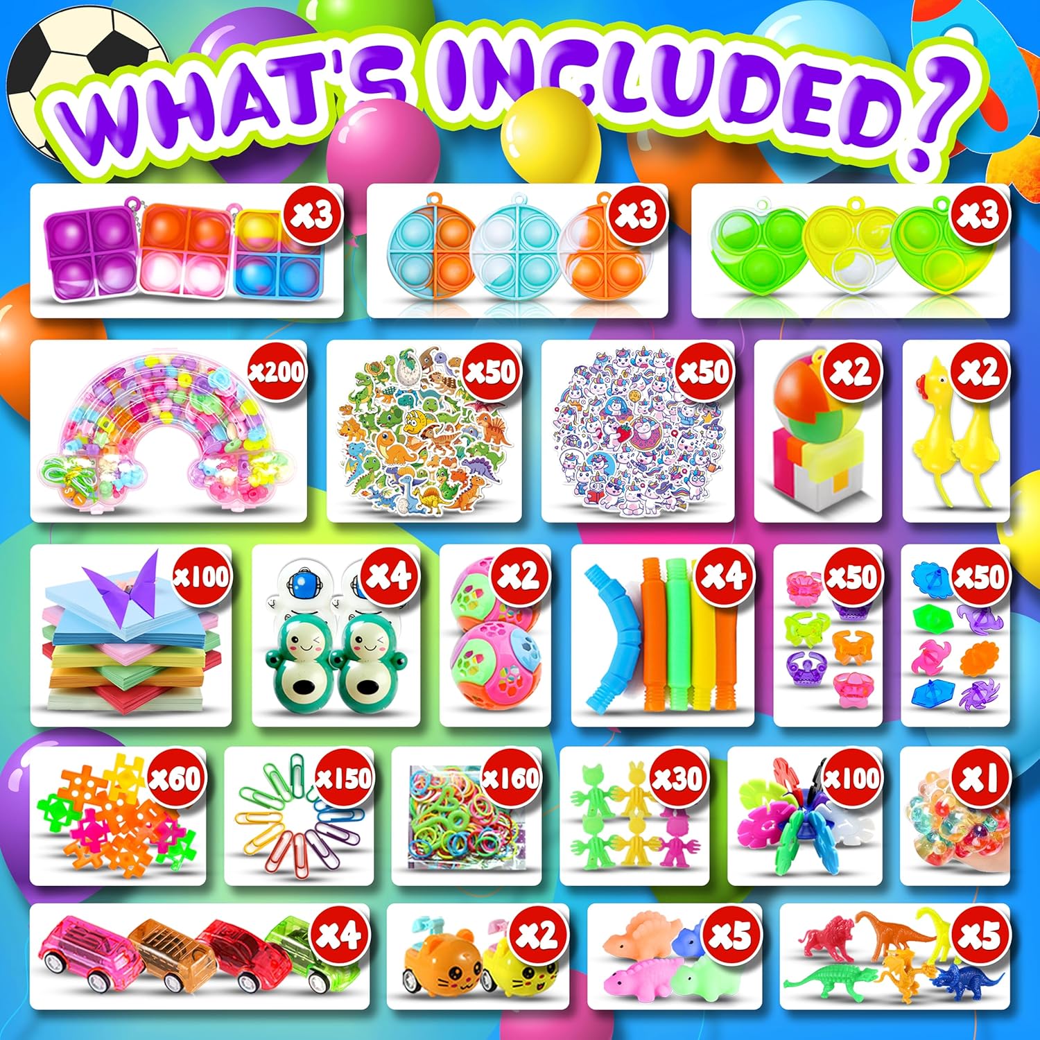 Skiennix 1000pcs Fidget Toys Pack - Perfect Party Favors & Goodie Bags for Kids | Birthday & Carnival Prizes