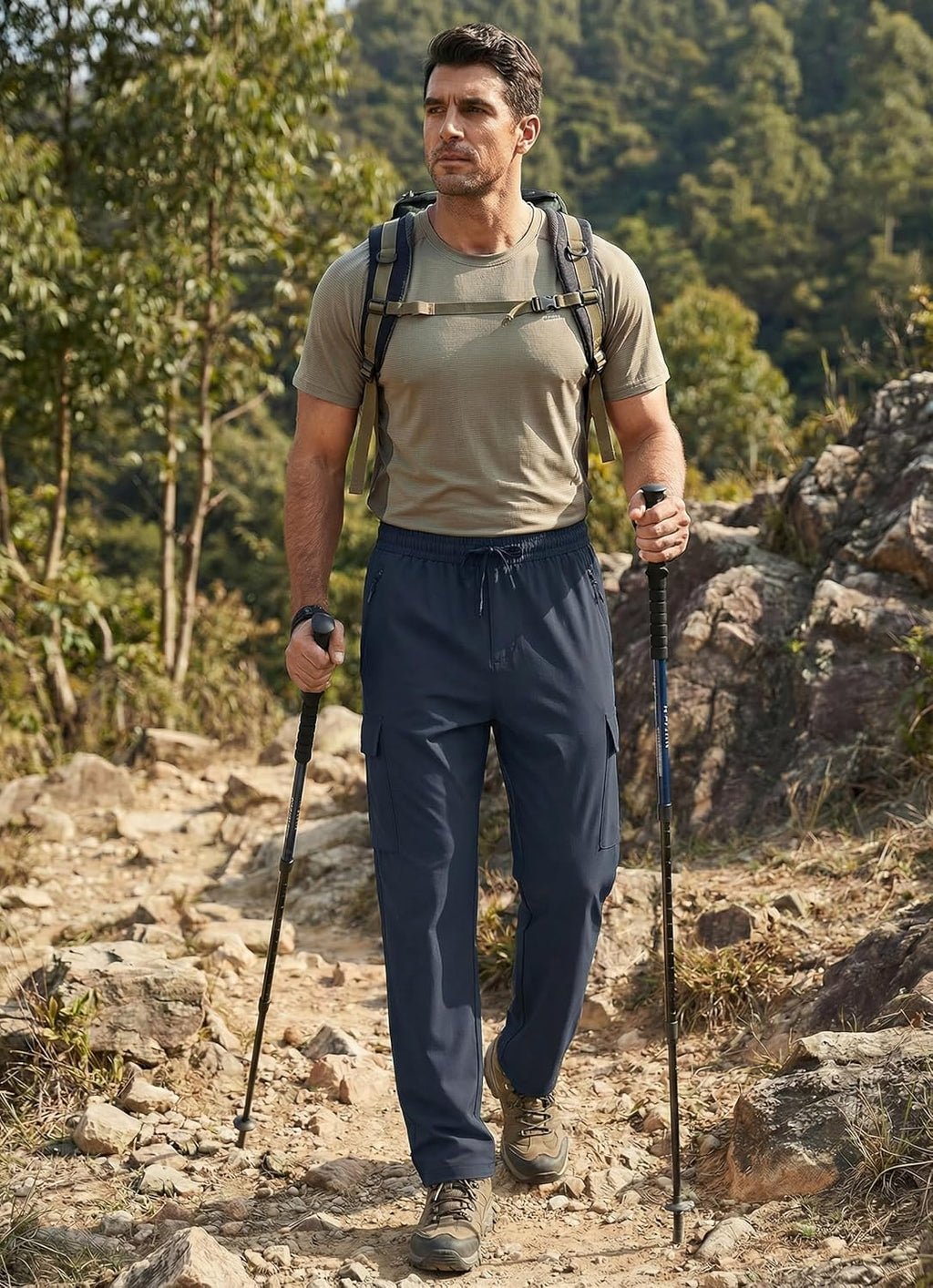 Skiennix Men's Hiking Pants - Lightweight Quick-Dry Cargo Design | 5 Pockets for Outdoor Adventures