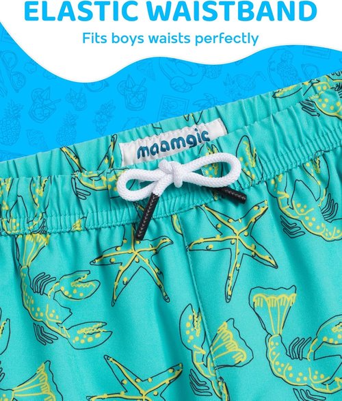 Maamgic Boys Swim Trunks - Quick Dry Compression Liner Bathing Suit | 4-Way Stretch Toddler Shorts