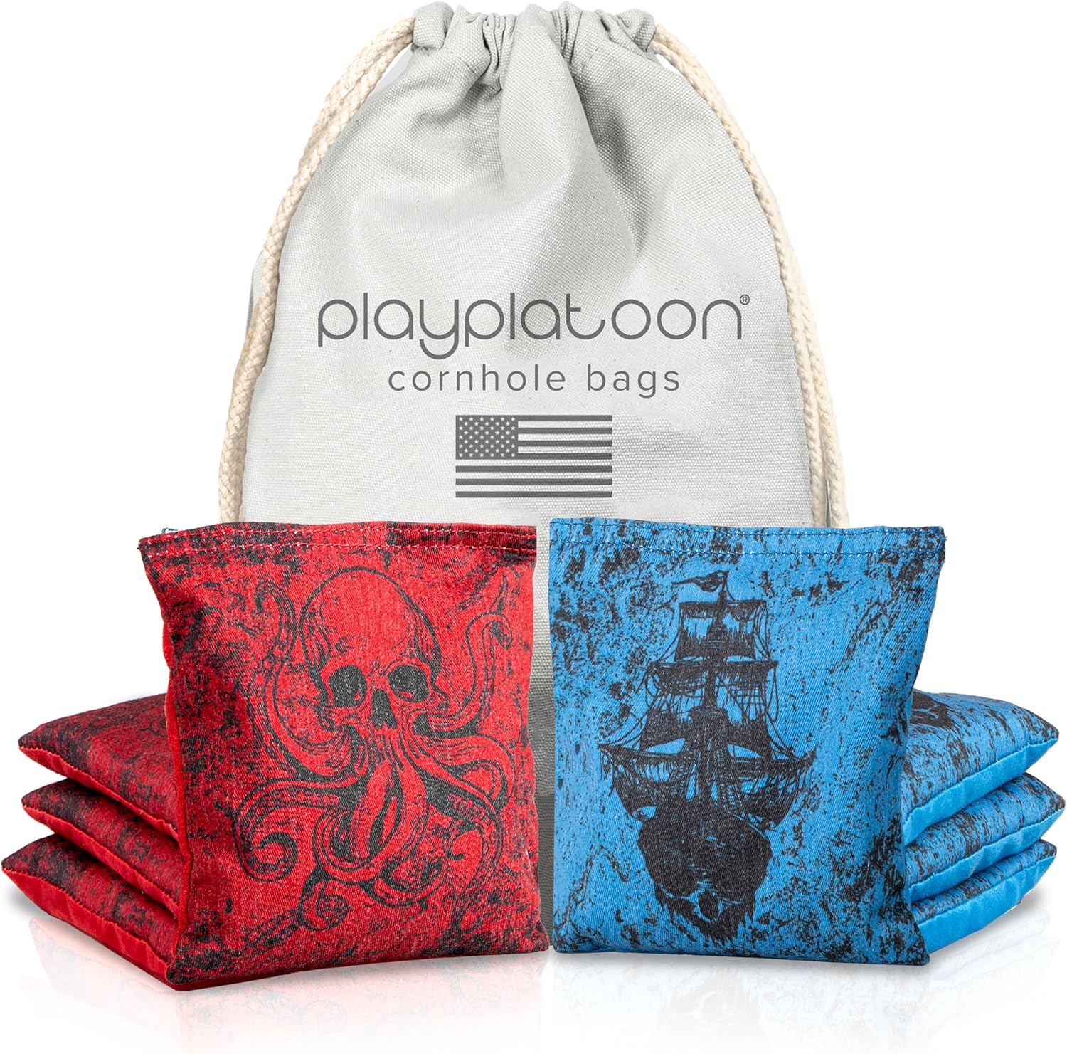 Professional Cornhole Bags - Set of 8 Regulation All-Weather Double-Sided Bean Bags | Sticky & Slick Design