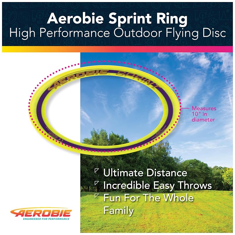 Aerobie Sprint Ring Flying Disc - 10 Inches, Yellow (Variation: Yellow Flying Disc)