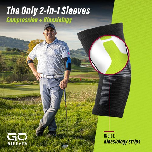 GO SLEEVES Premium Compression Sleeves Support for Tendonitis, Tennis & Golf Elbow, Weightlifting, and Joint Pain Relief - Kinesiology Compression Elbow Sleeves for Men and Women