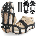 Crampons Ice Cleats for Shoes and Boots Snow Traction Cleats for Walking on Snow and Ice 9 Point Cleats Non-Slip Grippers Overshoe Silicone Stretch Footwear for Winter Hiking Climbing Ice Fishing