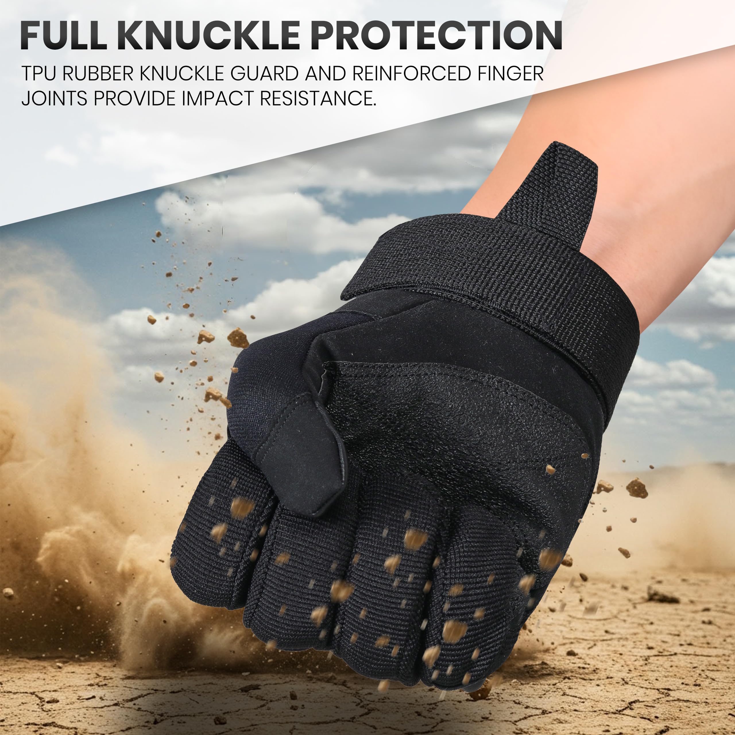 Tactical Gloves for Men, Touchscreen Motorcycle Gloves with Hard Shell & Palm Padding for Sports Motorcycle Cycling Tactical Airsoft Paintball Hunting Hiking Camping Climbing (Large)