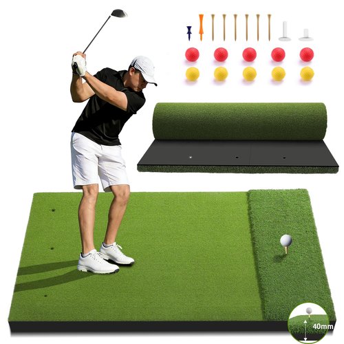 Fanshaw Premium Dual-Turf Golf Mat: 5x4ft 1.57 Inch Thickened for Backyard, Driving Range, Indoor & Outdoor Practice Hitting, Swing & Chipping, Ideal Gifts for Men Dad