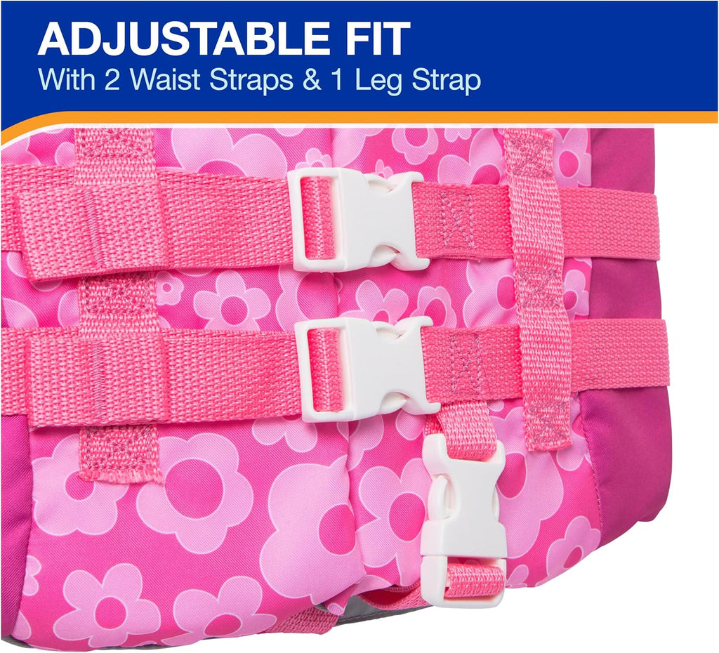 SwimWays Barbie Swim Trainer Life Jacket - US Coast Guard Approved Kids Vest | For 33-55 lbs