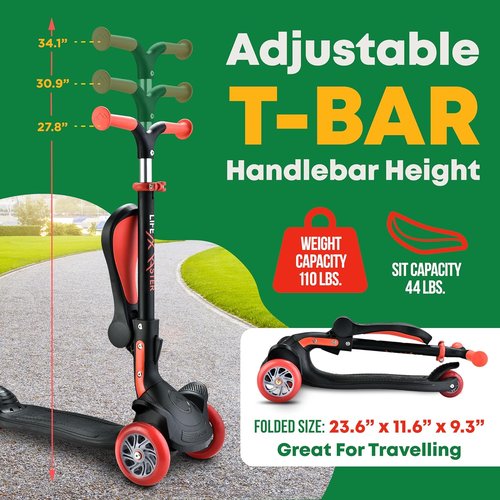 3 Wheel Scooter for Kids by [Brand Name] - Adjustable Height, Foldable Seat & LED Wheels | Safe Indoor & Outdoor Fun