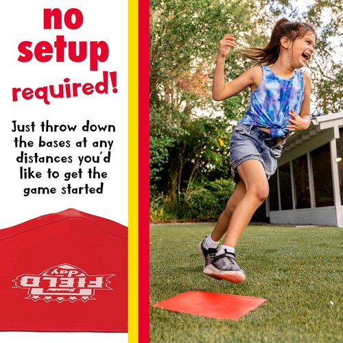 Franklin Sports Baseball Base Set - Portable Rubber Bases for Baseball & Softball | Easy Setup Red