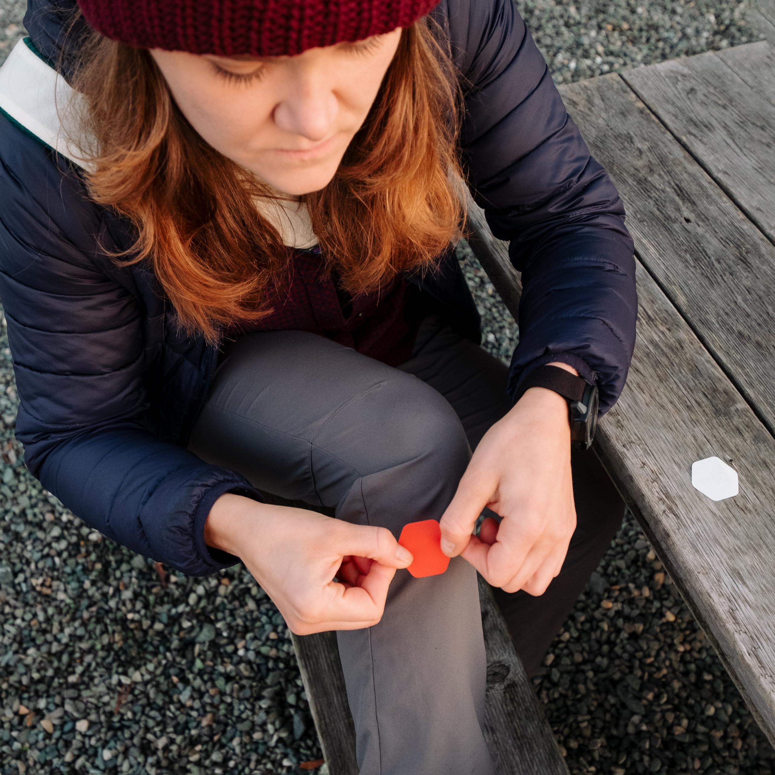 GEAR AID Tenacious Tape Hex – 2.5” & 1.5” Repair Patches (4 Patches: Two 2.5” & Two 1.5”, Orange) – Peel-and-Stick Outdoor Nylon Fabric to Fix Holes and Burns in Down Jackets, Rain Gear and Tents