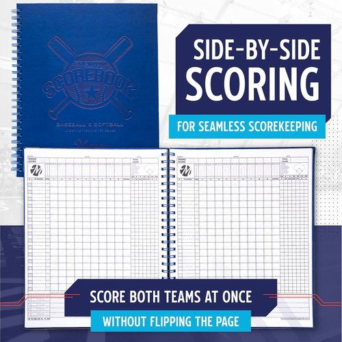 Murray Sporting Goods Premium Baseball Scorebook - 60 Games | Stats Tracker for Adult & Youth Softball