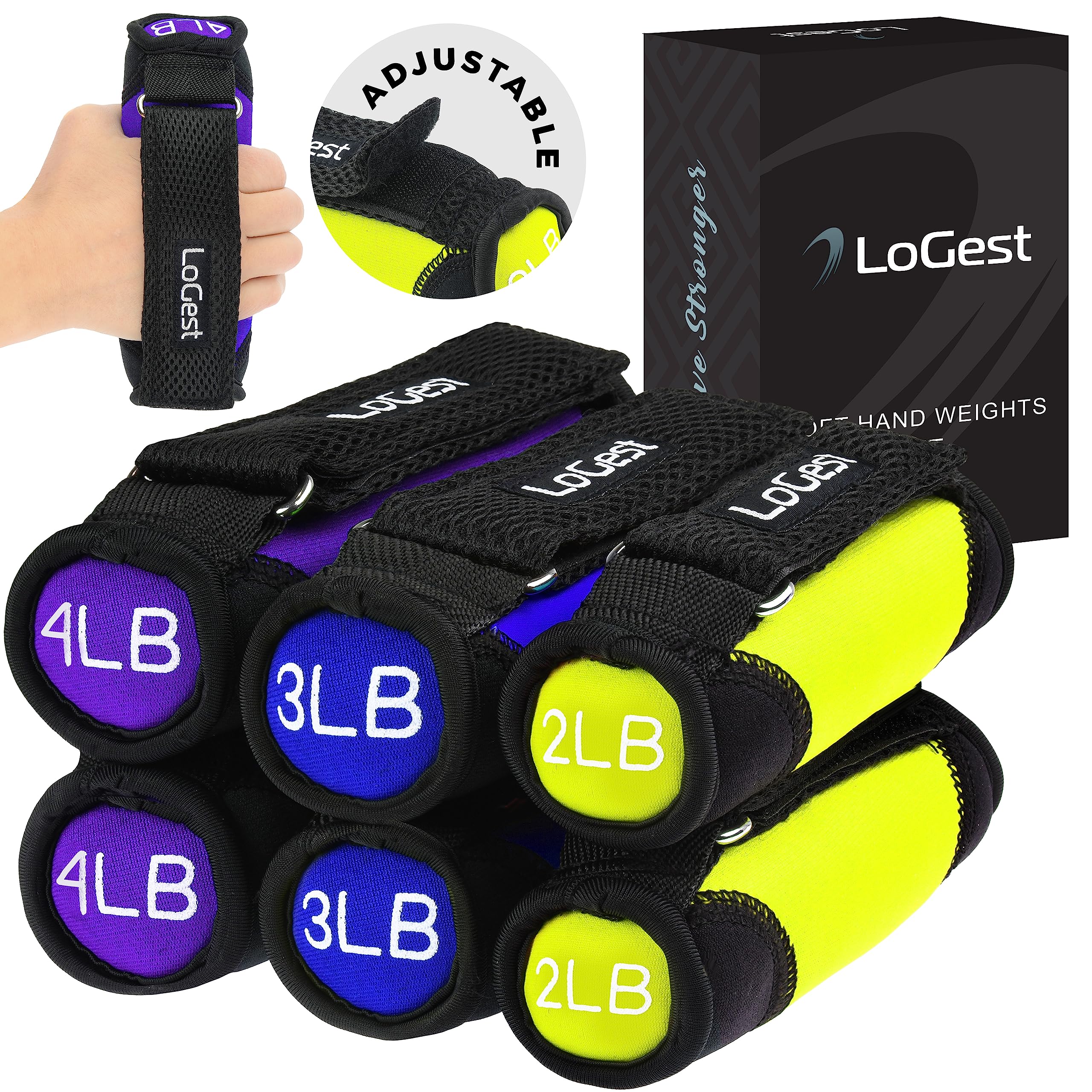 LoGest Soft Hand Weights with Adjustable Straps - 1 2 3 4 LB SET