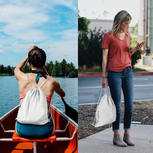 Lily Queen Drawstring Backpack - Foldable Water-Resistant Gym Bag for Men & Women | White
