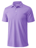 MAGCOMSEN Men's Polo Shirts Short Sleeve Athletic Pique Golf Shirt Dry Fit Performance Casual Work Polos for Men Light Purple
