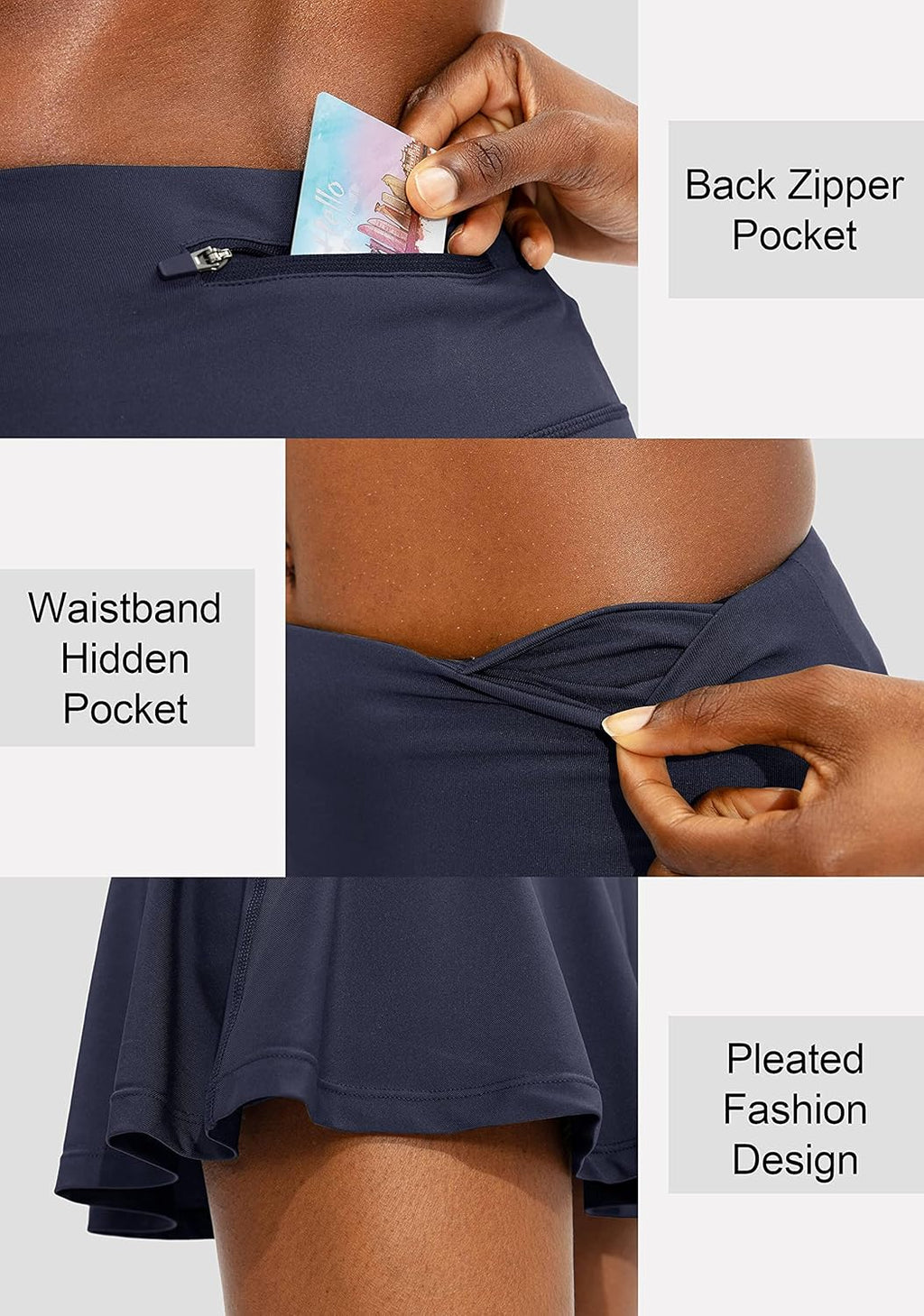 SANTINY Women's Pleated Tennis Skirt - High Waisted Golf Skorts with 4 Pockets | Ideal for Running & Casual Wear