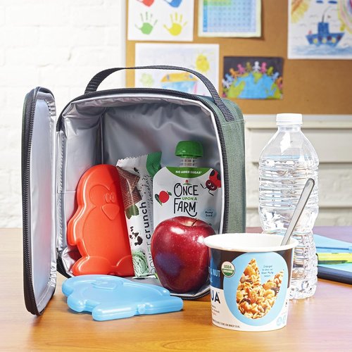 Fit & Fresh Cool Coolers Kids Lunch Box Ice Packs - Slim Reusable Multicolored Set of 4 (Penguin)