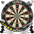 Viper by GLD Products Shot King Dartboard Set - Regulation Bristle Steel Tip with Rotating Number Ring & 6 Darts - Black