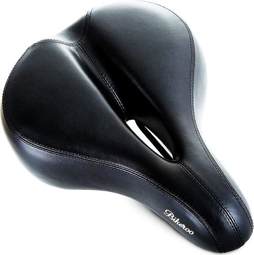 Bikeroo Comfort Saddle - Universal Fit for Indoor & Outdoor Bicycles | Center Cutaway for Pressure Relief & Memory Foam
