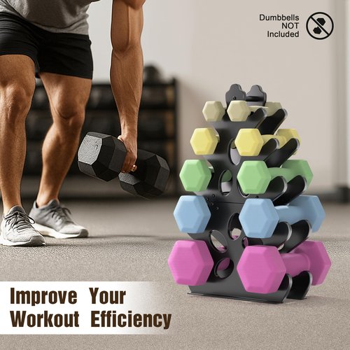 5-Tier Dumbbell Rack Stand Only Weight Holder Home Gym Storage Weight Tree (No Dumbbells)