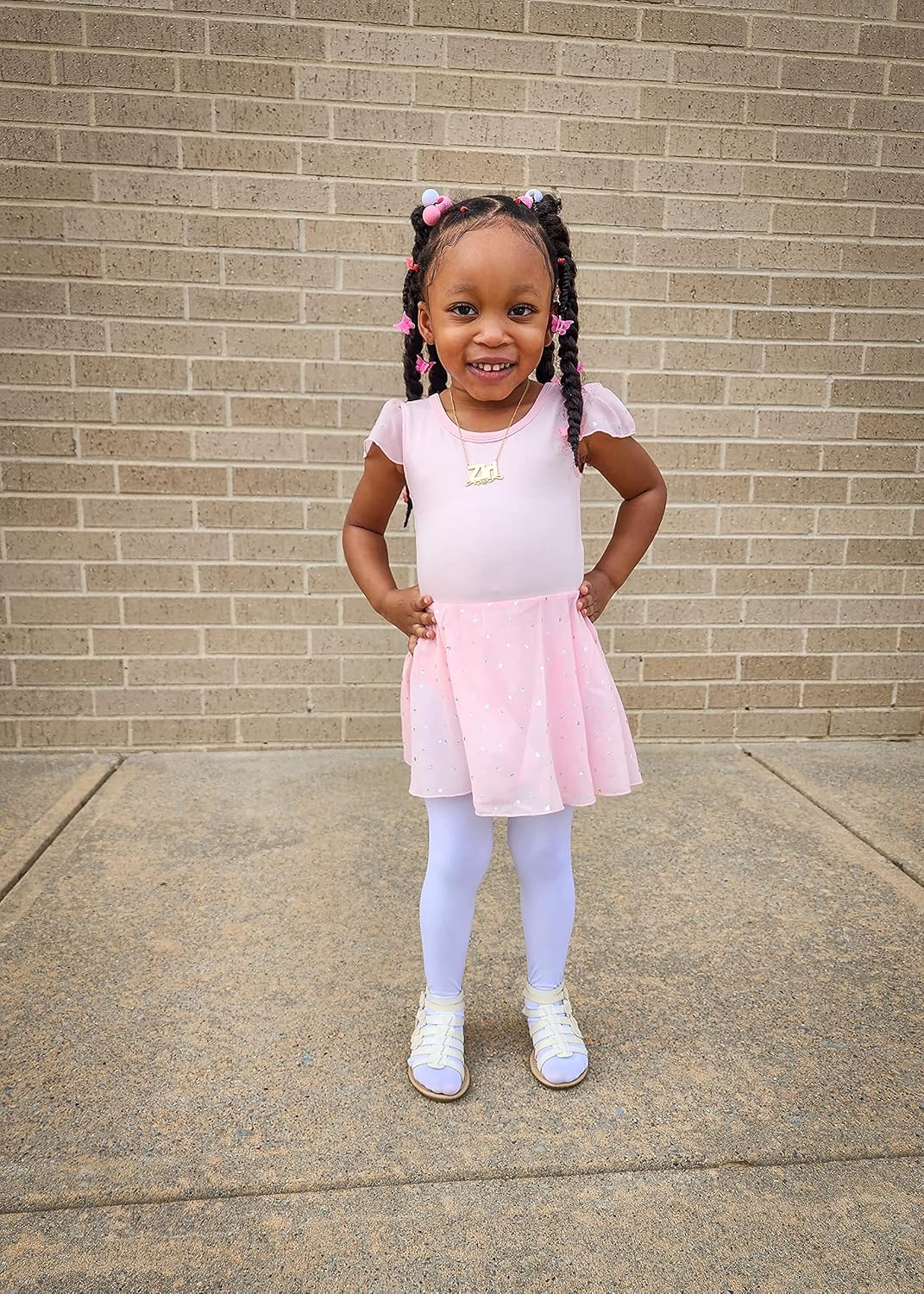 Stelle Ballet Leotards - Girls' Dance Outfit with Ruffle Sleeves | Toddler Pink Dress