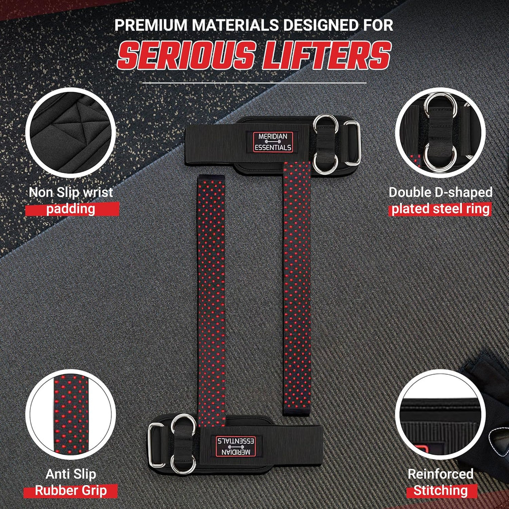 Weightlifting Straps - Heavy-Duty D-Ring Lifting Straps with Neoprene Padding & Non-Slip Grip | Black