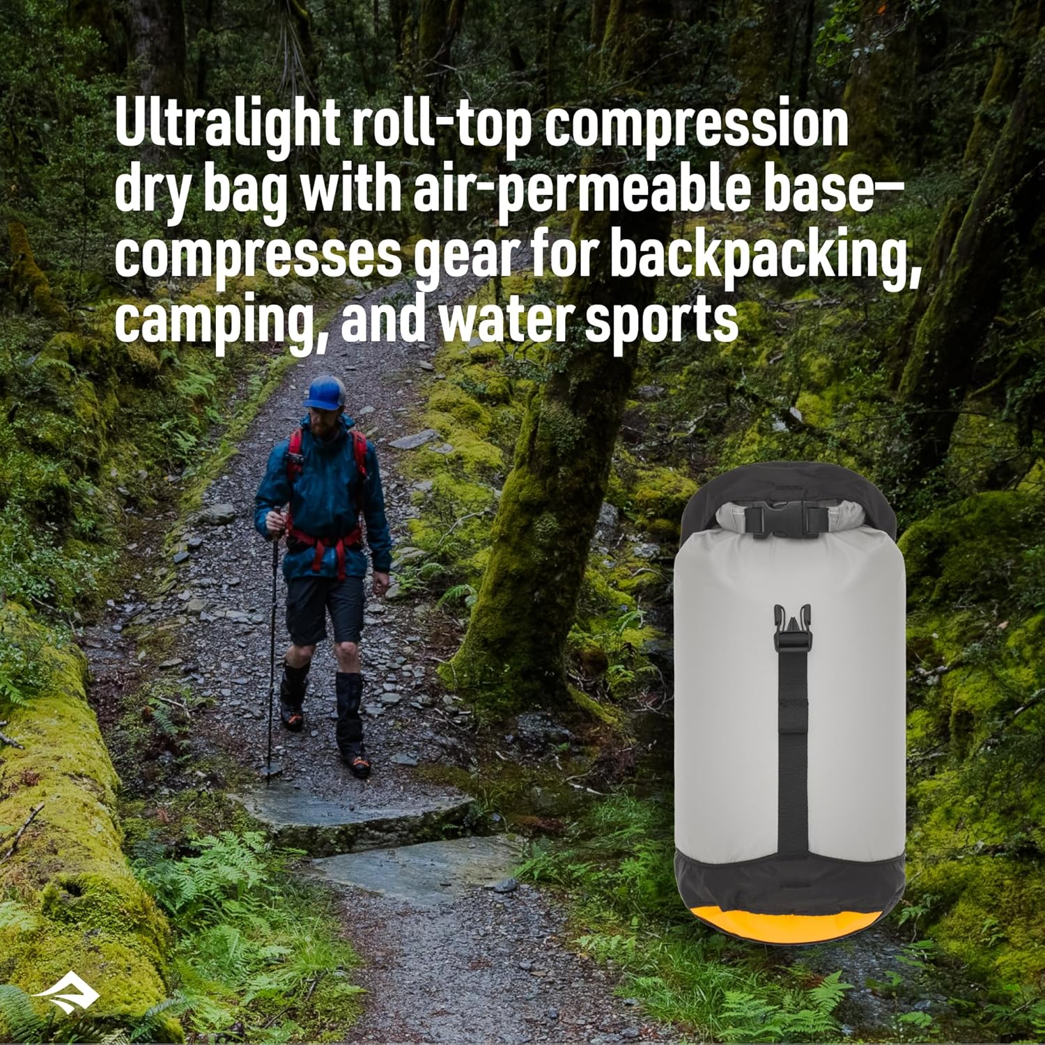Sea to Summit eVac Compression Dry Bag - Ultra-Lightweight Waterproof Storage, 3L, Atoll Blue