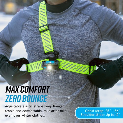 noxgear Ranger Chest Light - Super Bright 500 Lumen Reflective Running Vest, USB-C Rechargeable, Adjustable Fit, Waterproof Running Light with Detachable Flashlight, 5 Hour Burn Time