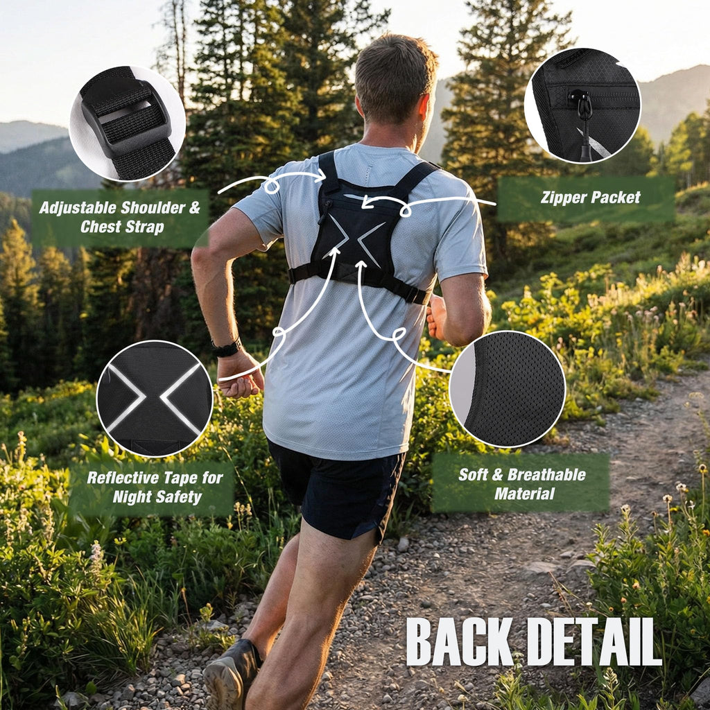 PLUSINNO Chest Bag For Men and Women, Chest Rig Tactical Vest for Sport, Running Phone Holder, EDC Travel Chest Pack for Hiking, Running, Motorcycling,Workouts