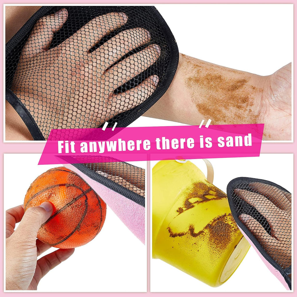 Skylety Sand Mitts - Soft Cotton Towels for Easy Sand Removal | 2-Pack for Beach Fun (Pink)