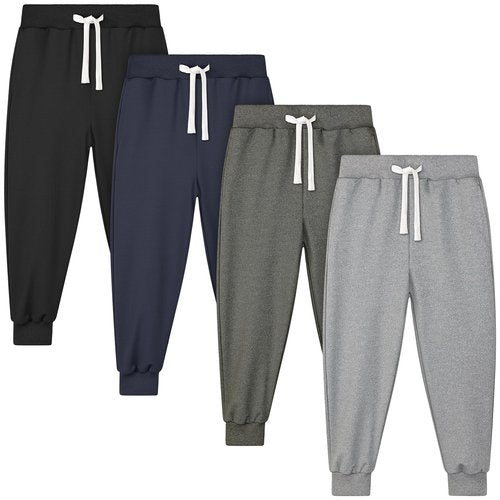 Resinta 4 Pack Toddler Boys Sweatpants Kids Pull On Casual Pants Athletic Joggers with Drawstring Pockets for Boys