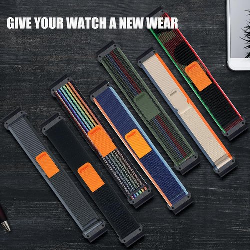 RoYiio Nylon Wristband for Garmin Quatix 8 51mm/Quatix 7X/6X/Tactix 8 51mm/Tactix 7 Pro Band Comfor Breathable Sport Replacement Bands for Fenix 8Pro 51 mm/Enduro 3/2 (QuickFit 26mm, Orange Beige)