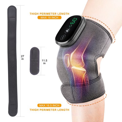 Cordless Knee Massager with Heat Vibration, Knee Heating Pad, Electric Heated Knee Brace Shoulder Heating Pads Elbow Wrap with 3 Heat Levels and Massage Modes