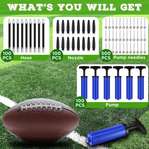 Fumete Ball Pump Kit - 100 Sets Portable Air Pump with Needle Nozzle & Extension Hose | Ideal for Sports Balls