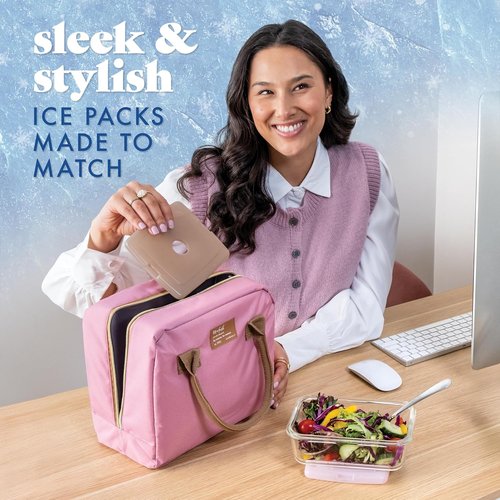 Fit & Fresh Cool Coolers Slim Ice Packs - Quick Freeze Reusable Lunch Ice Packs, 4-Pack, Multicolor