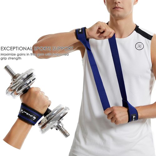 HiRui Premium Cotton Weightlifting Wrist Straps - 25" Deadlift Straps with Neoprene Padding & Anti-Skid Grip