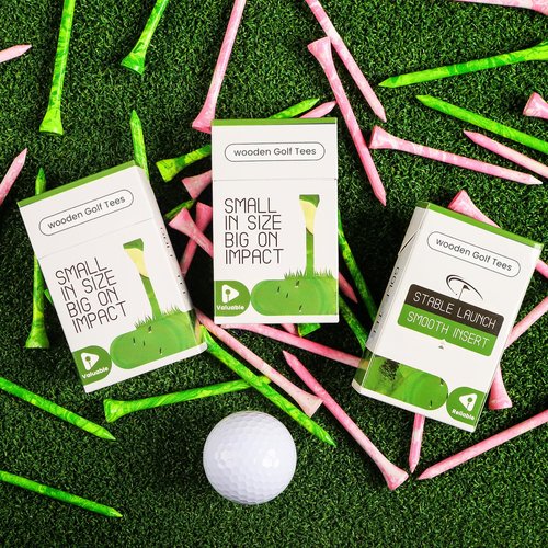 Golf Tees Colorful Painted Wooden Value 18/72/180 Pack, Durable Stylish Bamboo Tees 3 1/4 2 3/4 Inch Long for Golfers, Premium Cool Style Enhanced Visibility for Men Women (Green-180 Pack, 3 1/4 Inch)