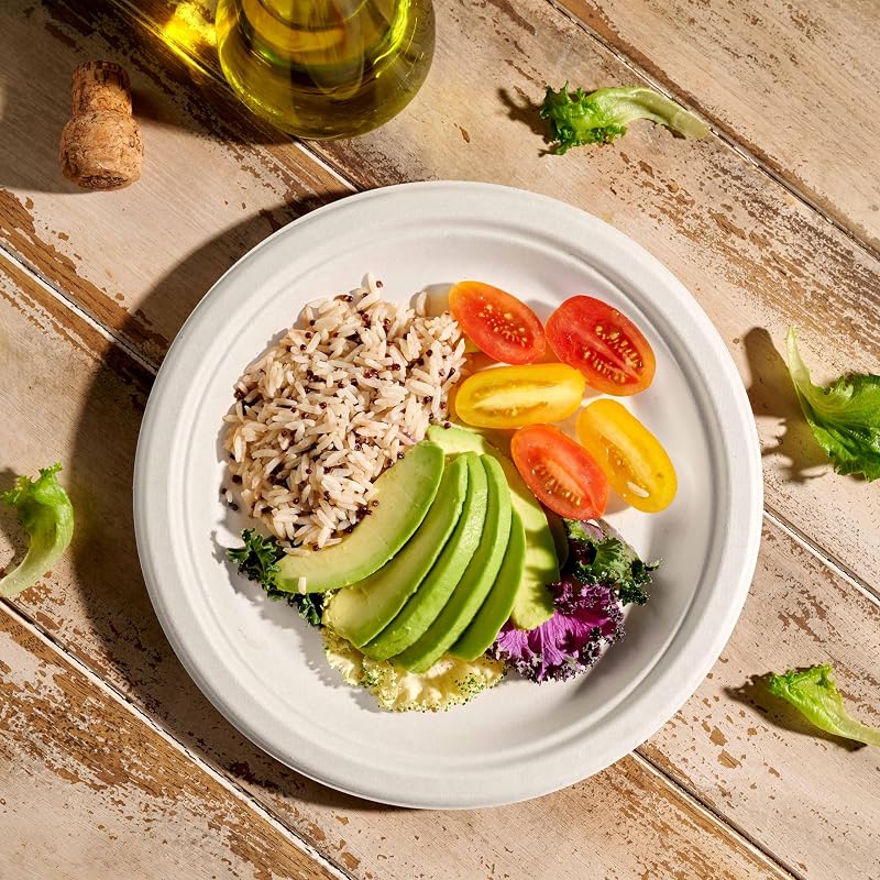 6 Inch 150 Pack Compostable Heavy Duty Paper Plates - White, Sugarcane Fiber