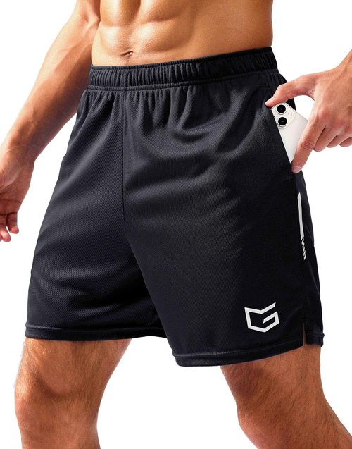 G Gradual Men's Gym Shorts - Quick Dry Athletic Mesh with Zipper Pockets | 5"/7"/10" Sizes for Basketball & Running