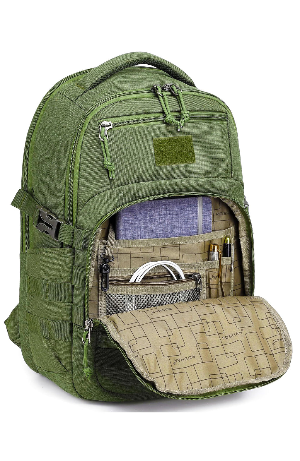 Wotony Military tactical backpack, backpack for men black small tactical assault bag (green, 20 inch)